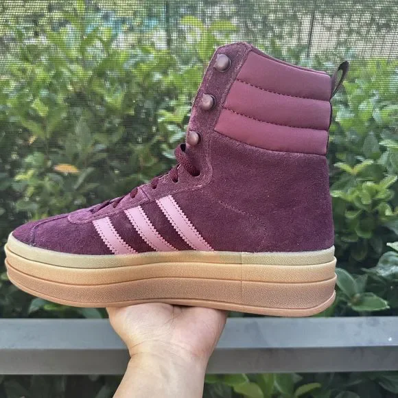Adidas Gazelle High Boots Maroon Gum Women's Athletic Shoes ID6882